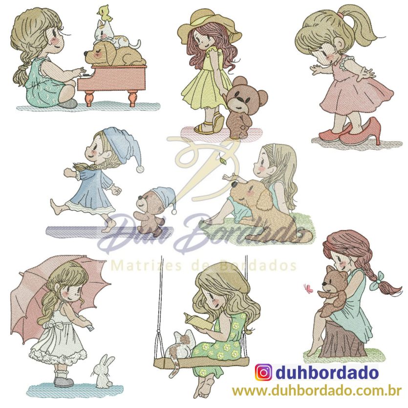 Coleção Matrizes de Bordados Meninas Delicadas Completa