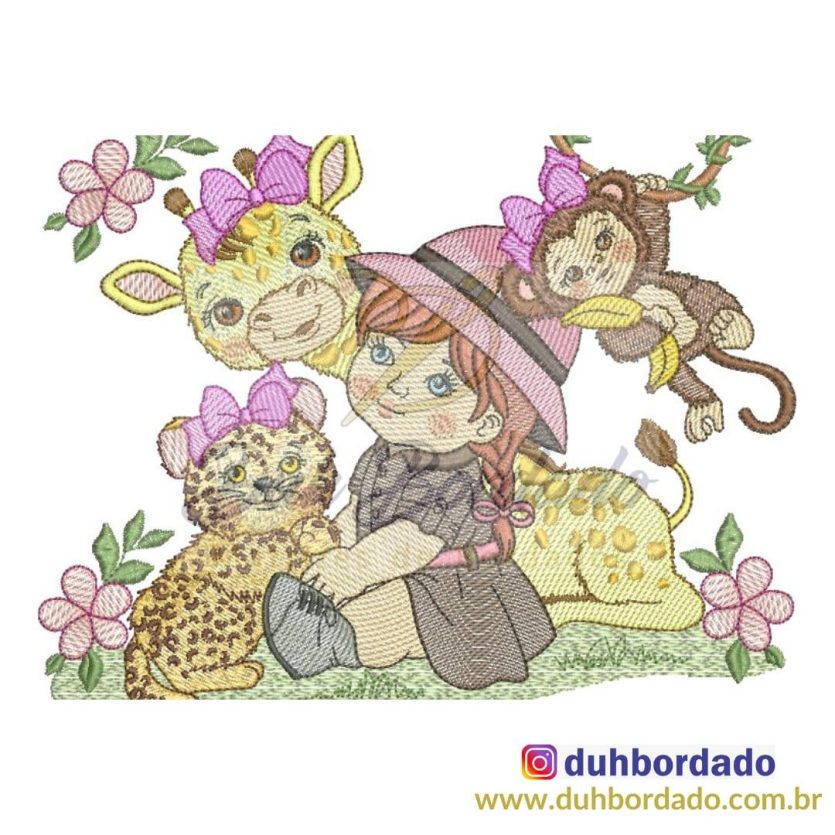 Matriz de Bordado Safari Menina