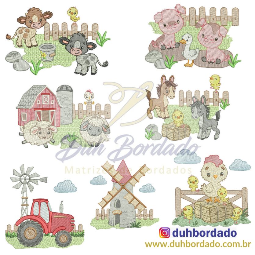 Coleção Matrizes de Bordados Fazendinha Completa