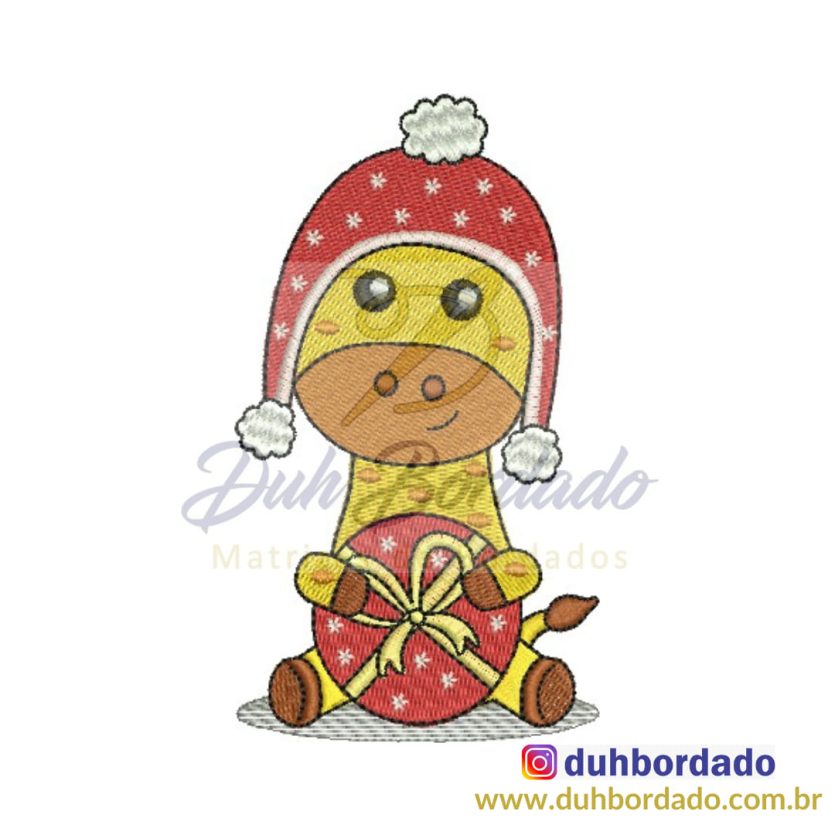 Matriz de Bordado Girafa de Natal
