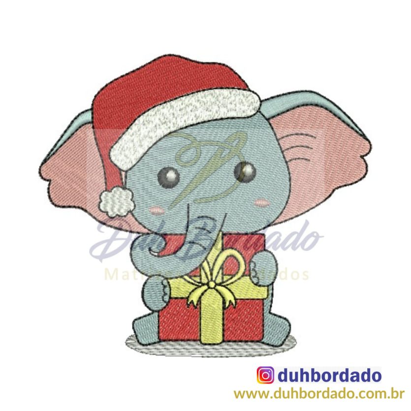 Matriz de Bordado Elefante de Natal