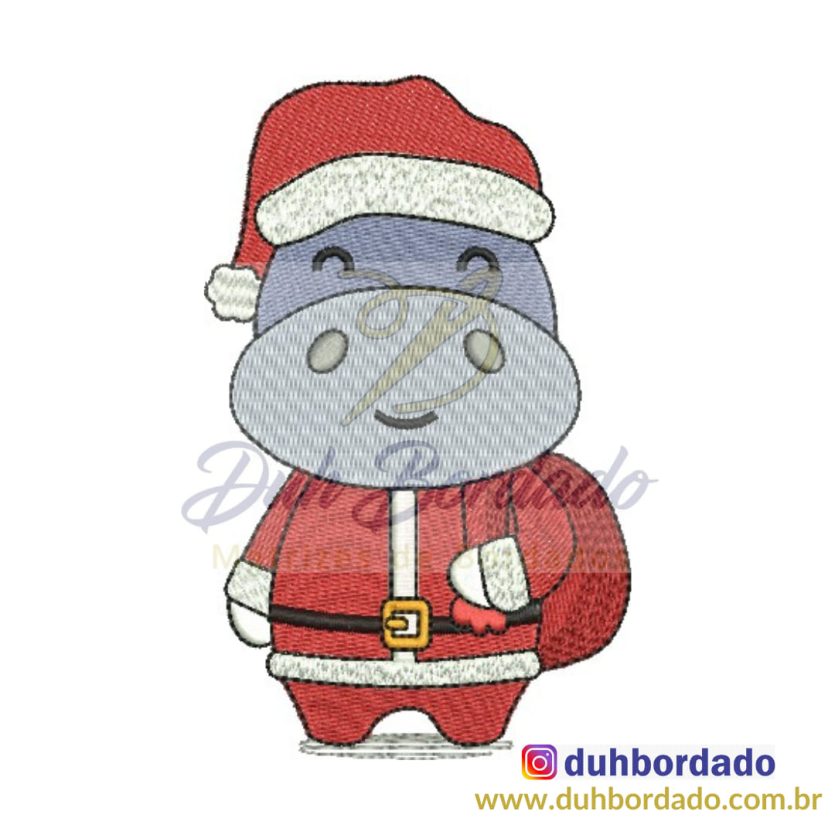 Matriz de Bordado Hipopótamo de Natal