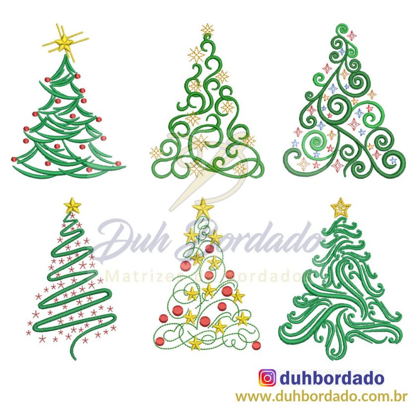 Coleção Matrizes de Bordados Árvores Natal Completa