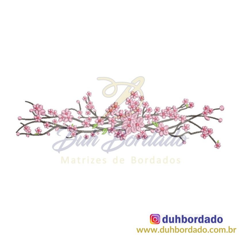 Matriz de Bordado Flores de Cerejeira
