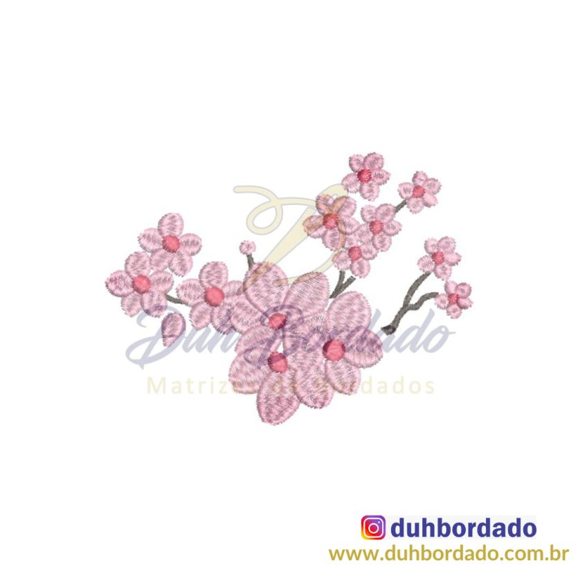 Matriz de Bordado Flores de Cerejeira