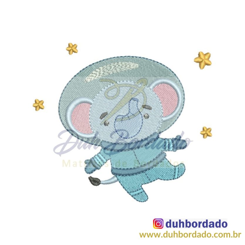 Matriz de Bordado Elefante Astronauta