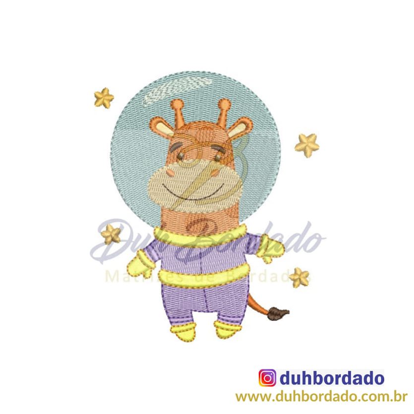 Matriz de Bordado Girafa Astronauta