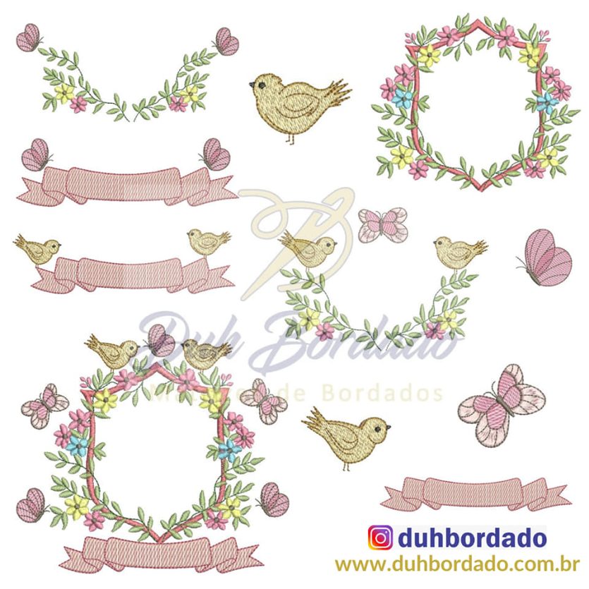 Coleção Matrizes de Bordados Brasão Floral Completa