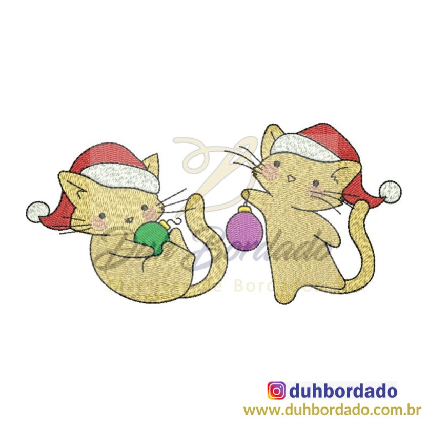 Matriz de Bordado Gatos Natal