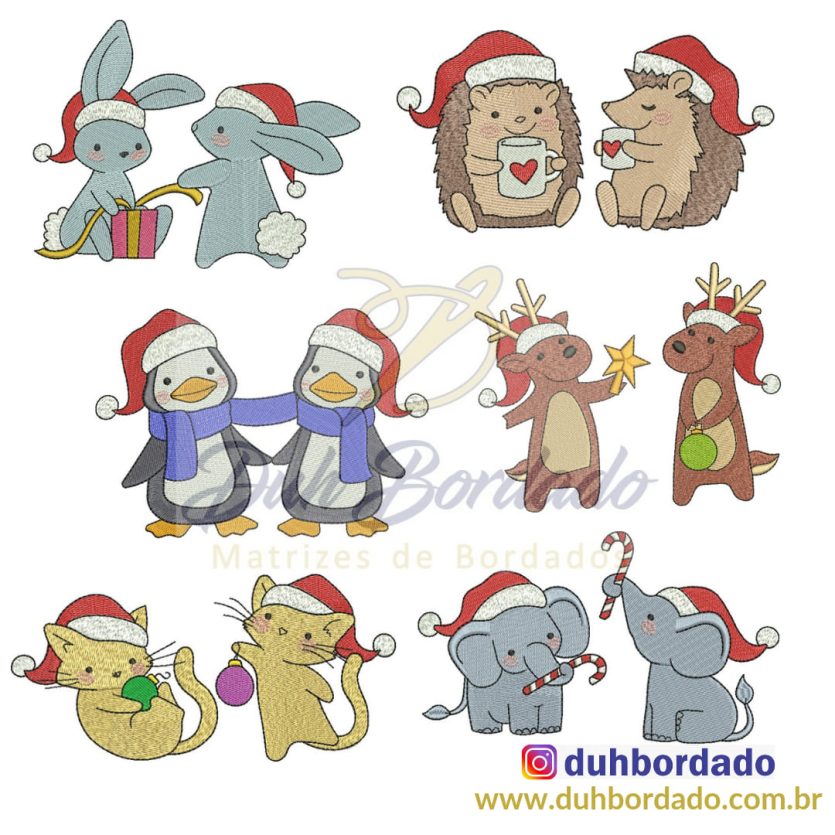 Coleção Matrizes de Bordados Animais Natal Completa