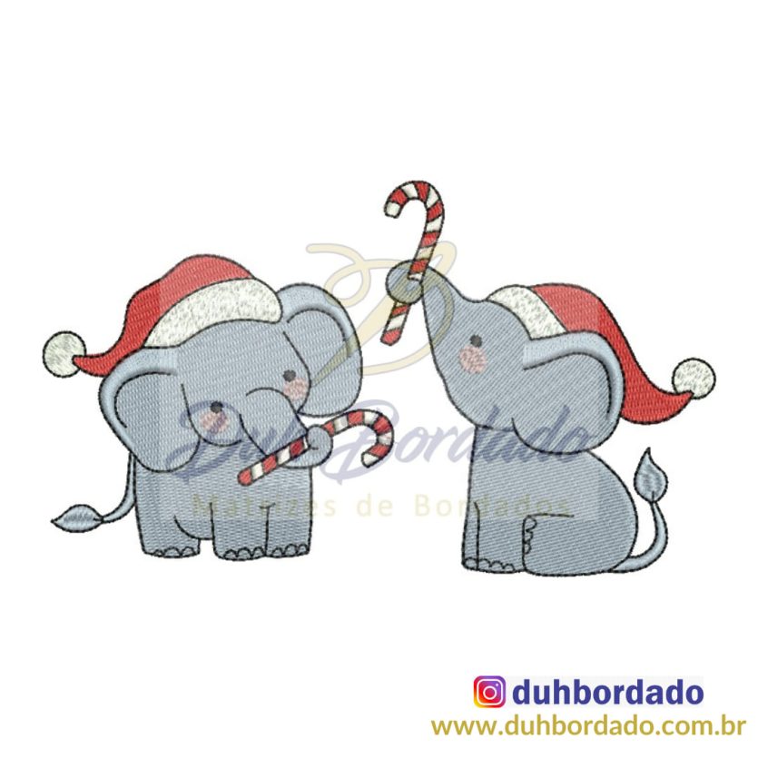 Matriz de Bordado Elefantes Natal