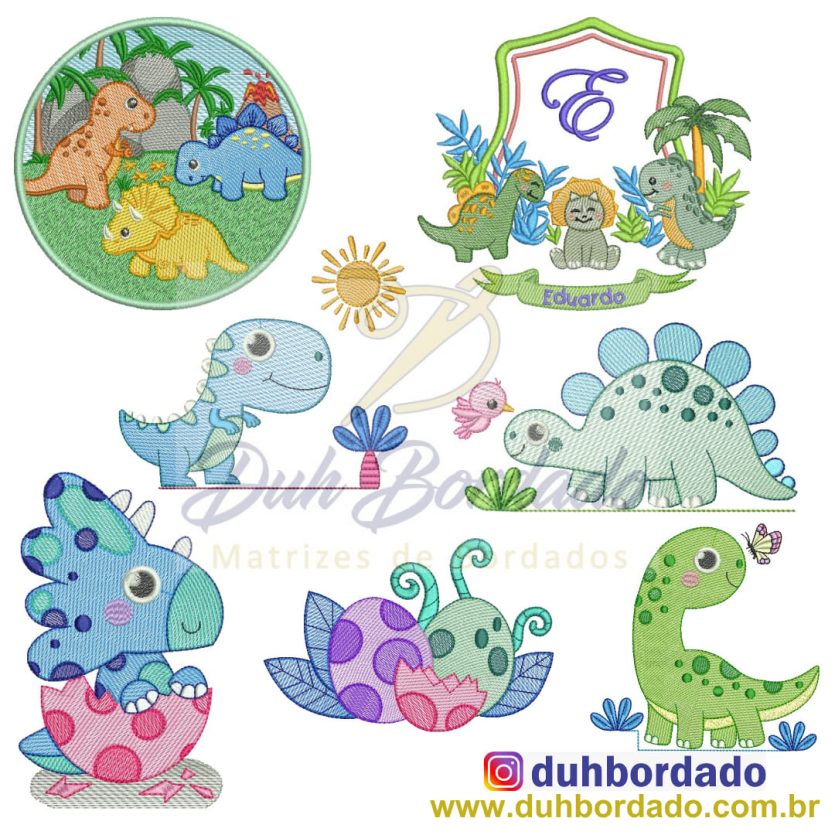 Coleção Matrizes de Bordados Dinossauros Completa