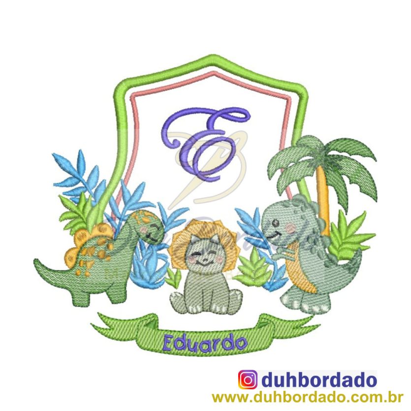 Matriz de Bordado Moldura de Dinossauros