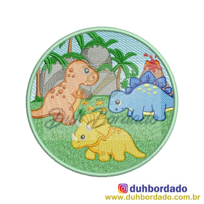Matriz de Bordado Moldura de Dinossauros