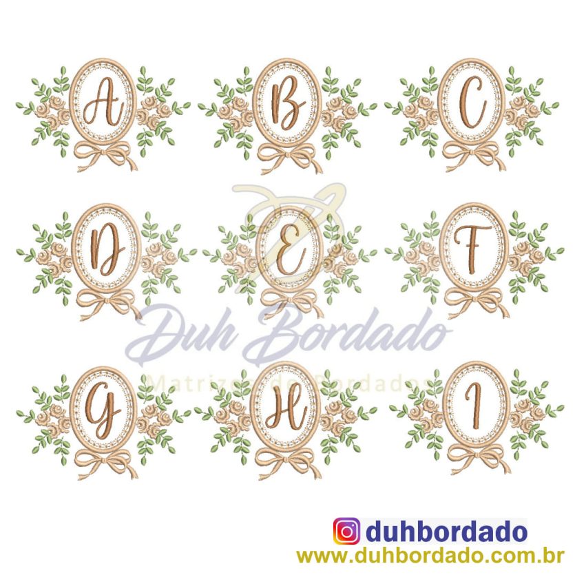Coleção Matrizes de Bordado Alfabeto Monograma Completa