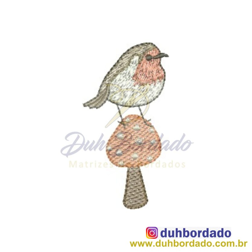 Matriz de Bordado Pássaro Cogumelo