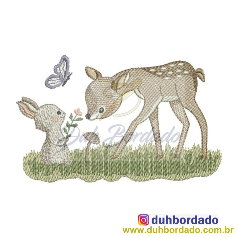 Matriz de Bordado Coelho e Cervo