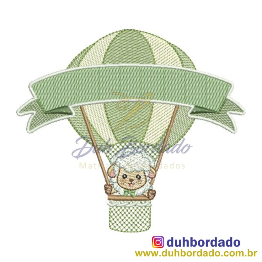 Matriz de Bordado Ovelha Menino Balão