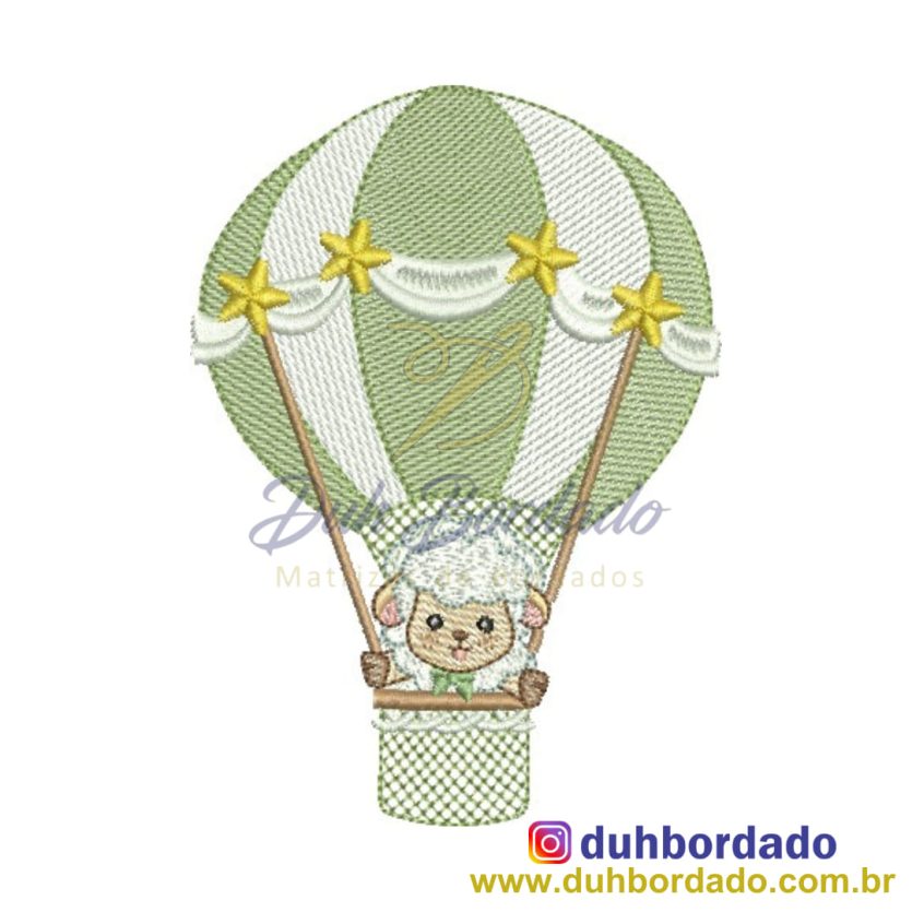 Matriz de Bordado Ovelha Menino Balão