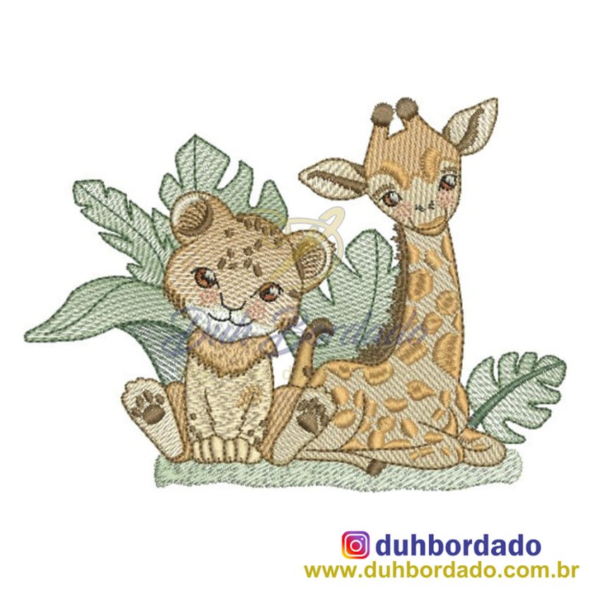 Matriz de Bordado de Animais Safari na Selva