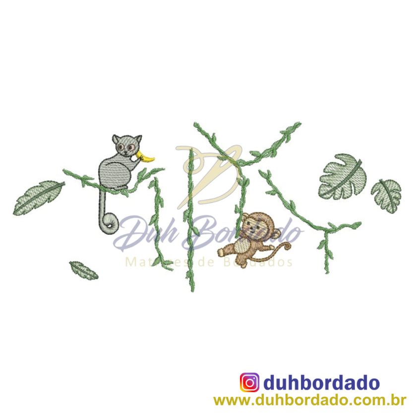 Matriz de Bordado de Animais Safari na Selva