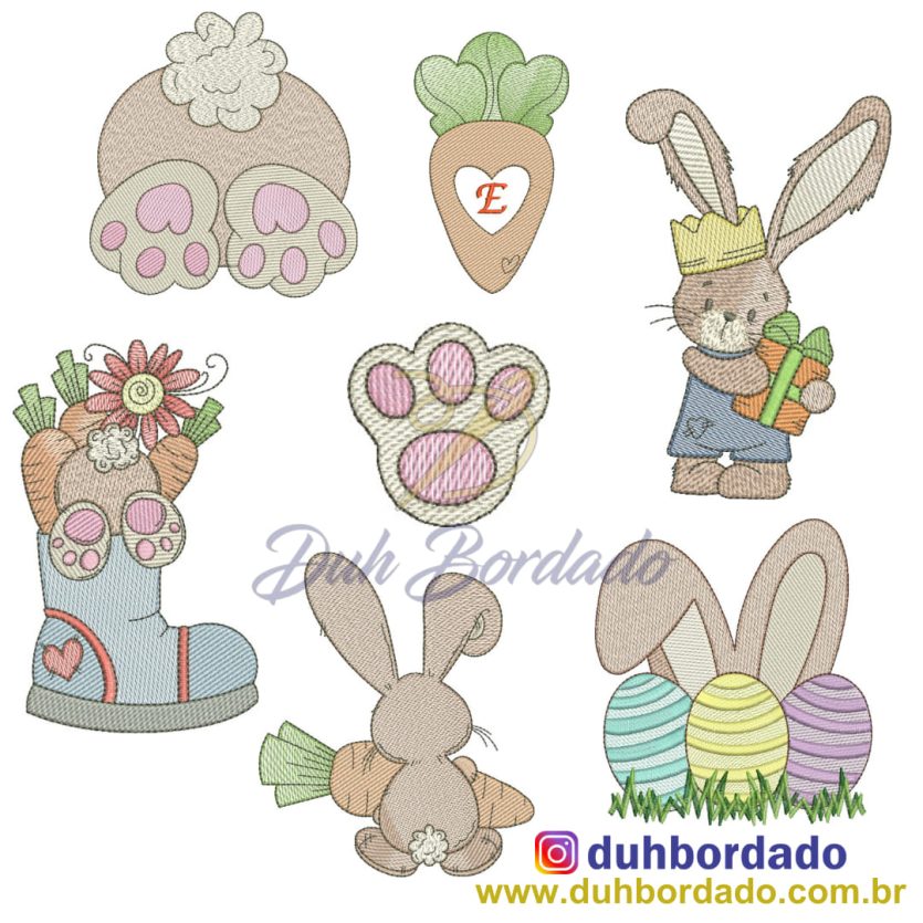 Coleção Matrizes de Bordados Coelho da Páscoa Completa