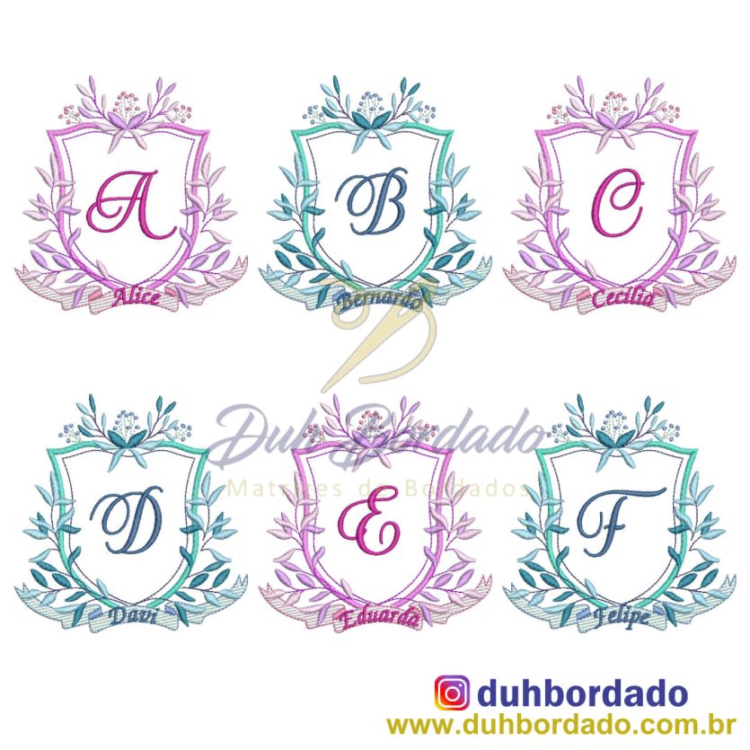 Coleção Matrizes de Bordados Alfabeto Moldura Completa