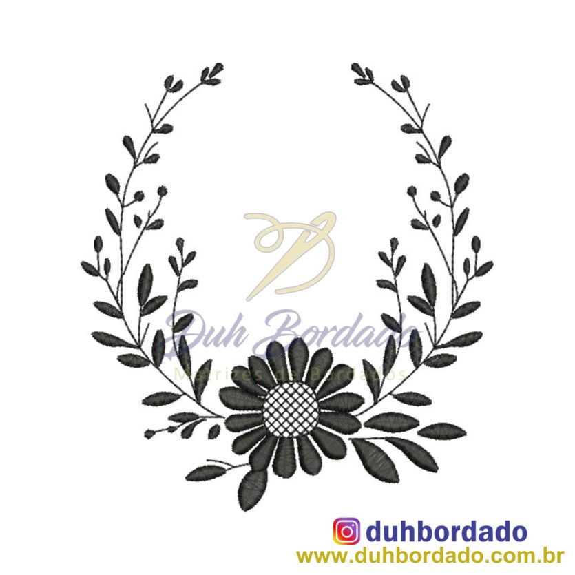 Matriz de Bordado Moldura Floral