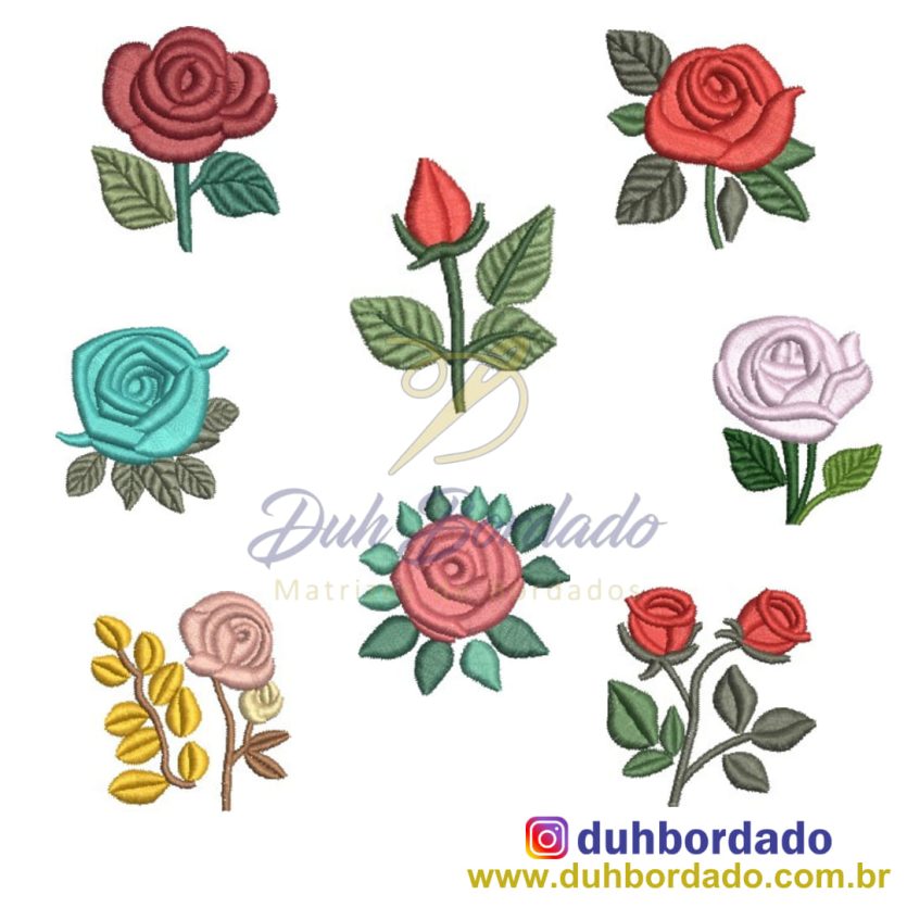 Coleção Matrizes de Bordados Mini Rosas Completa