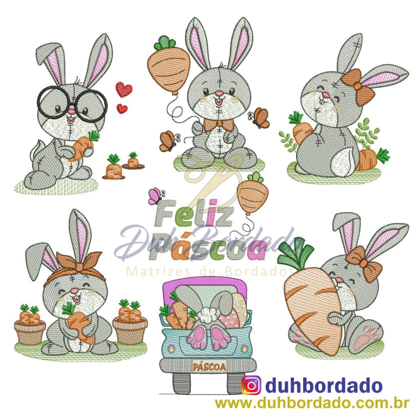 Coleção Matrizes de Bordado Coelhos Completa
