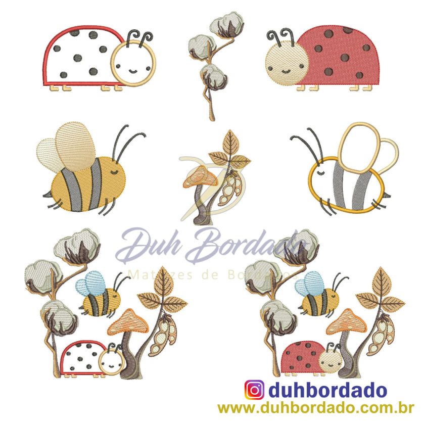 Coleção Matrizes de Bordados Insetos Completa