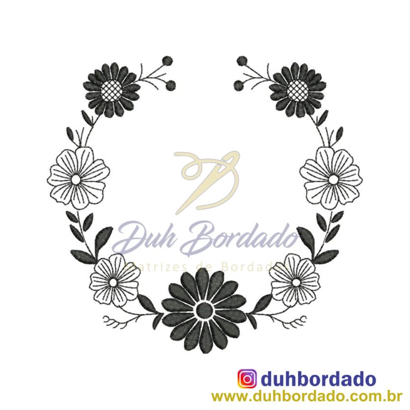 Matriz de Bordado Moldura Floral