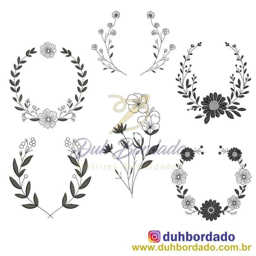 Coleção Matrizes de Bordados Molduras Florais Completa