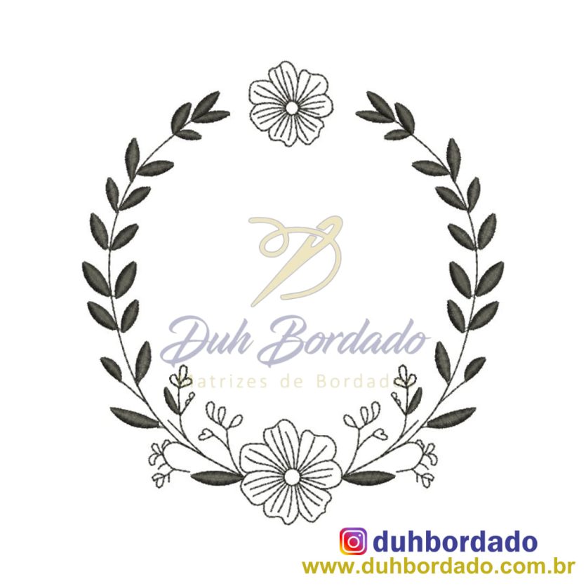 Matriz de Bordado Moldura Floral