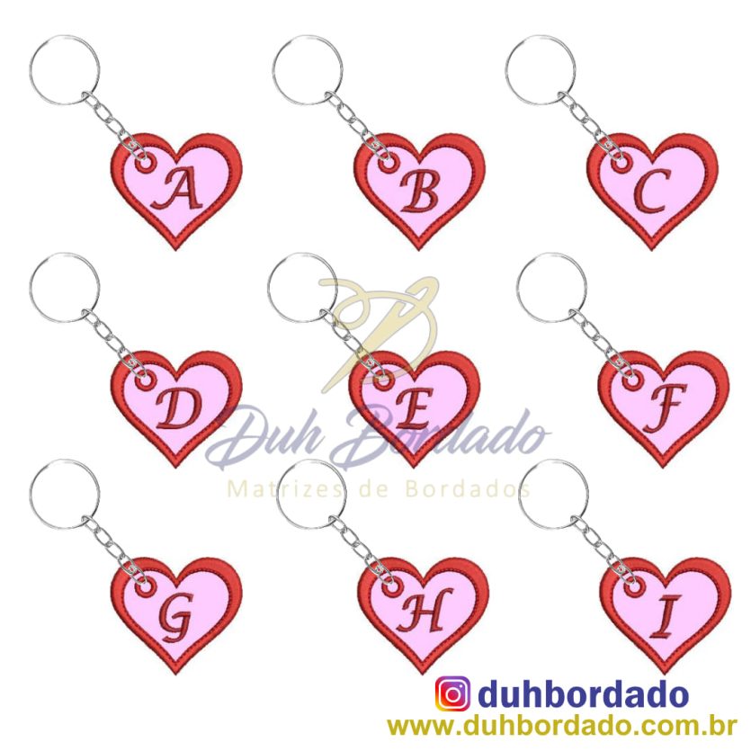 Coleção Matrizes de Bordado Alfabeto Chaveiro Completa