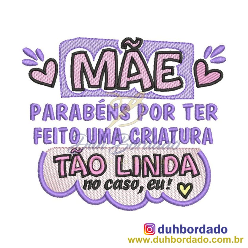 Matriz de Bordado Frase Dia das Mães