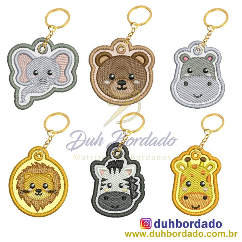 Coleção Matrizes de Bordado Safari Chaveiro Completa