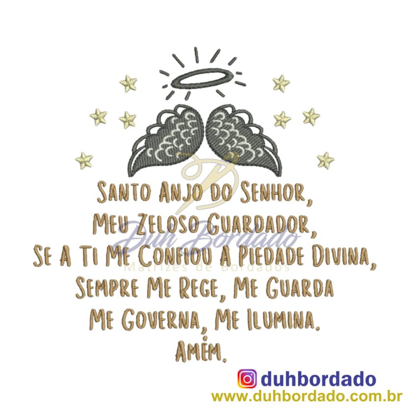 Matriz Bordado Oração Santo Anjo
