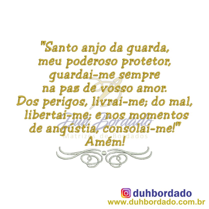 Matriz Bordado Oração Anjo da Guarda