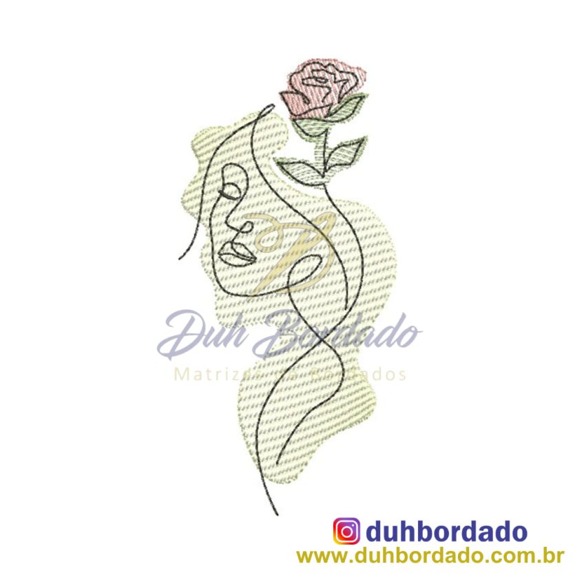 Matriz de Bordado Mulher Floral