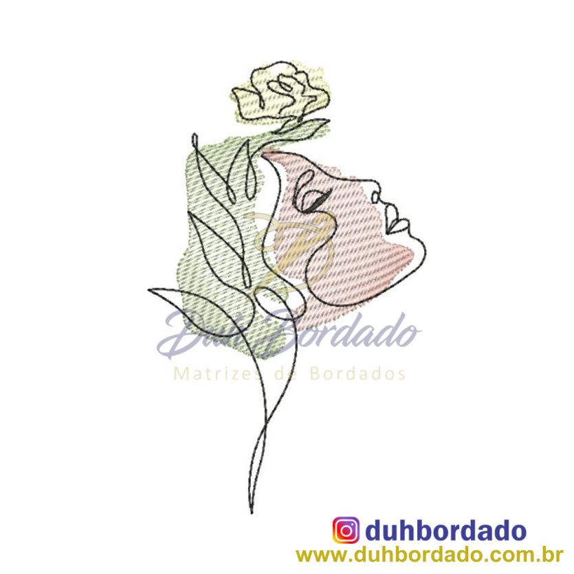 Matriz de Bordado Mulher Floral
