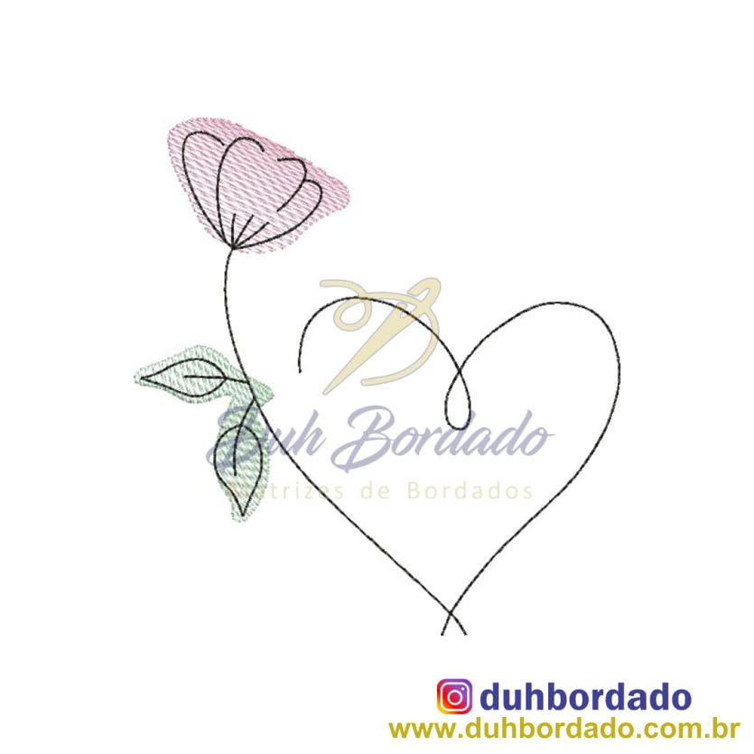 Matriz de Bordado Coração Floral