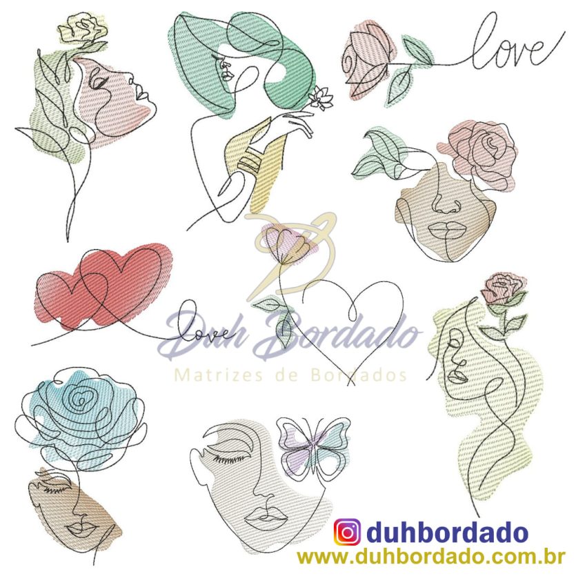 Coleção Matrizes Bordados Mulher e Flores Completa