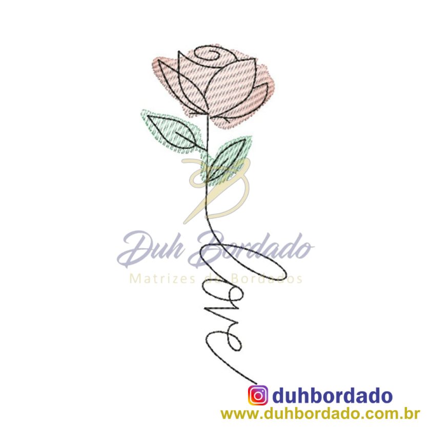 Matriz de Bordado Rosa Love