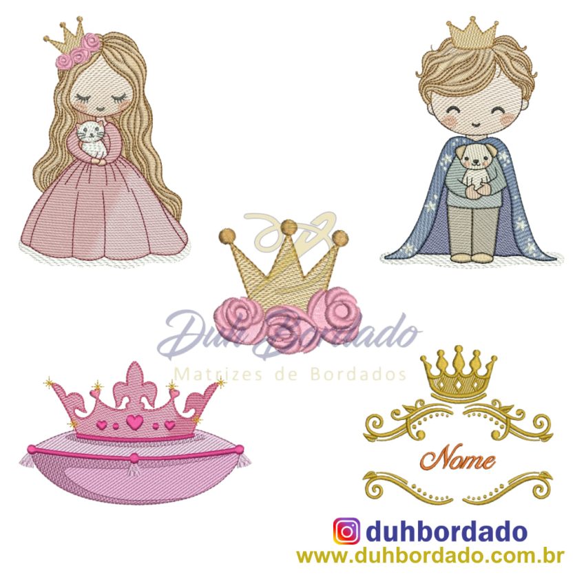 Coleção Matrizes de Bordados Príncipe e Princesa Completa