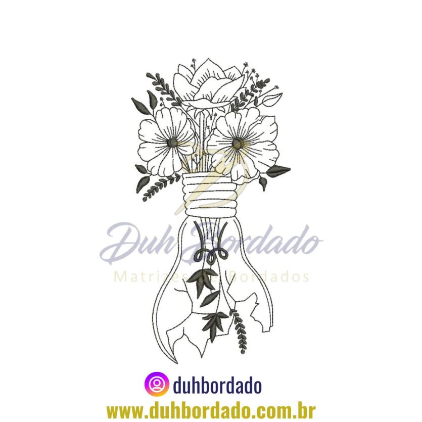 Matriz de Bordado Lâmpada Floral