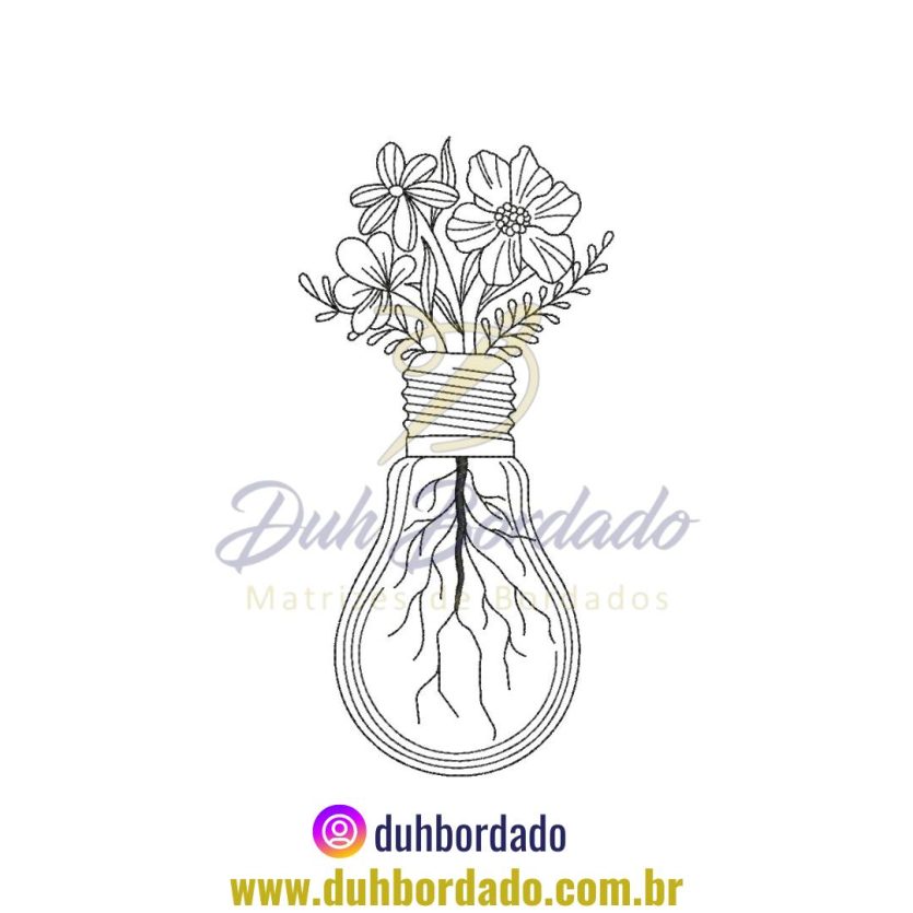 Matriz de Bordado Lâmpada Floral