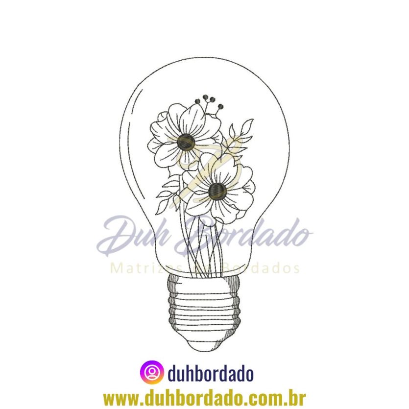 Matriz de Bordado Lâmpada Floral