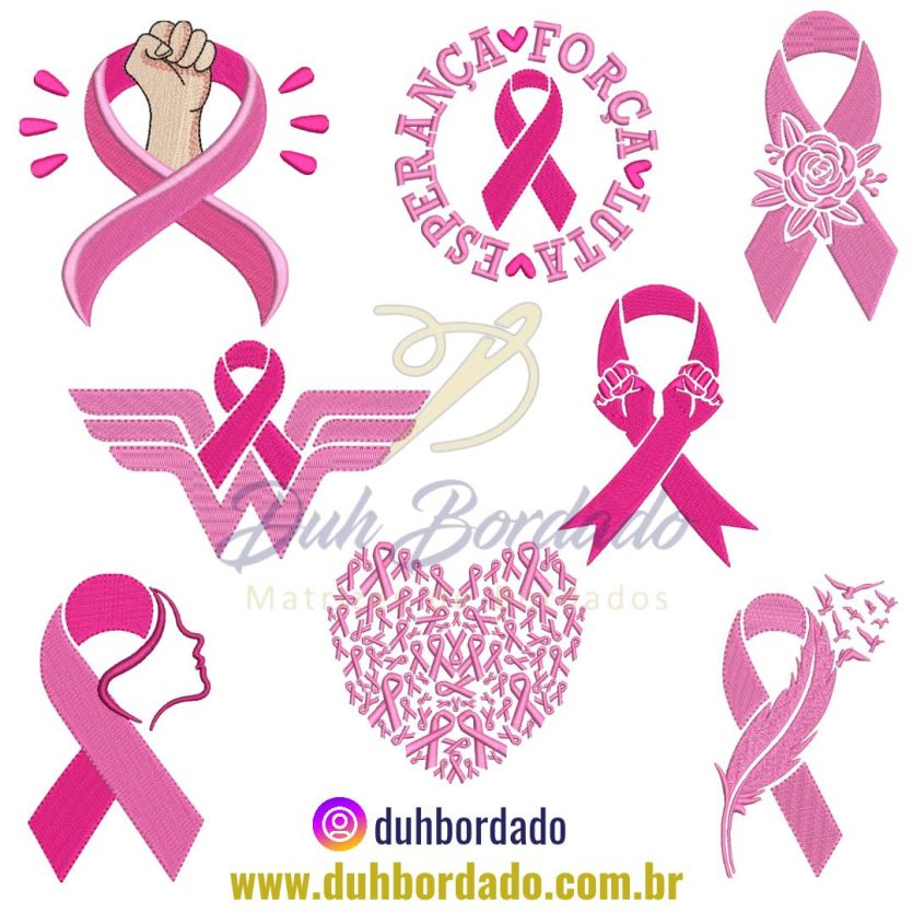 Coleção Matrizes de Bordados Outubro Rosa Completa