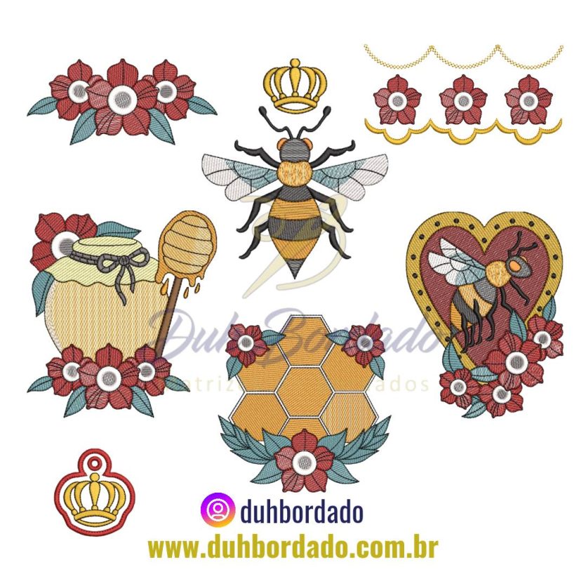 Coleção Matrizes de Bordados de Abelha Completa